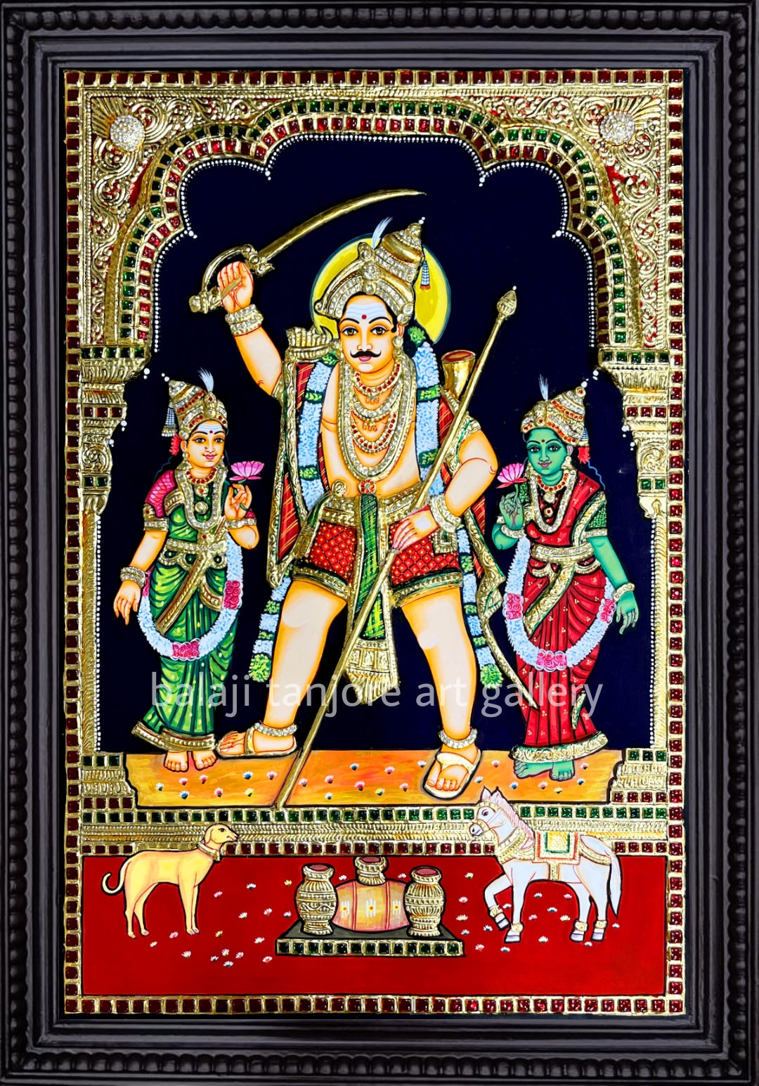 madurai veeran semi embossing tanjore painting